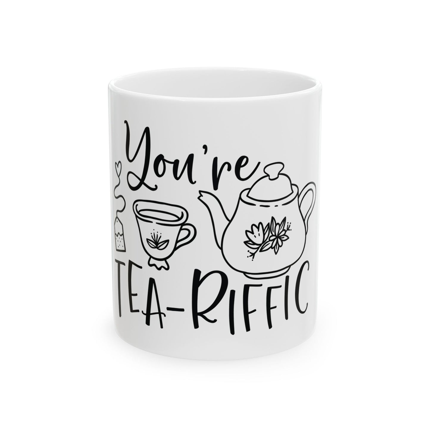 Bedruckte Kaffeetasse – 11oz (330 ml) – „Tee-Riffic“ – robust & stilvoll