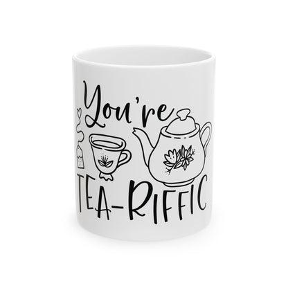 Bedruckte Kaffeetasse – 11oz (330 ml) – „Tee-Riffic“ – robust & stilvoll