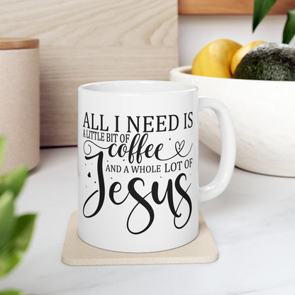 Bedruckte Kaffeetasse – 11oz (330 ml) – "Jesus" – robust & stilvoll