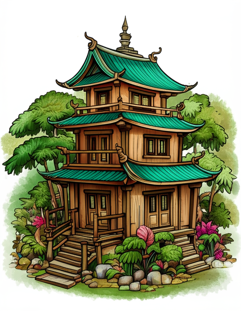 🌴🏠 Bali Lächelt – Das Malbuch mit 50 witzigen und wundervollen Häusern 🎨😄