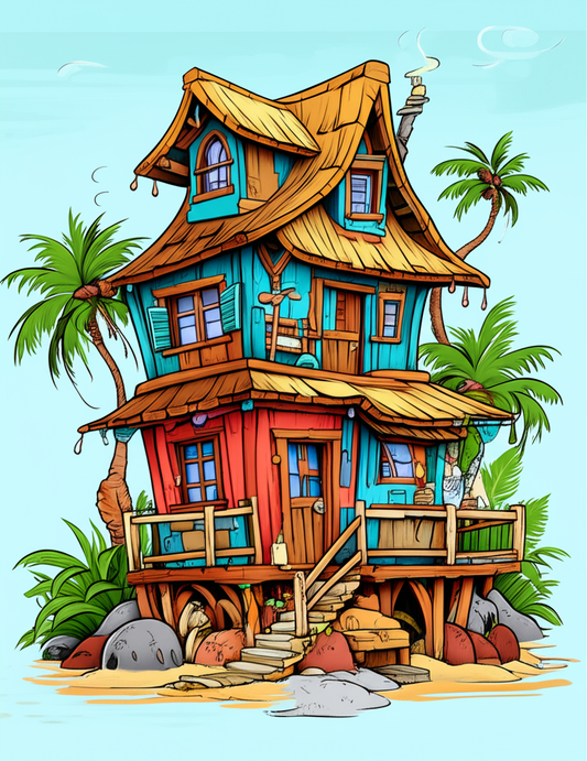 🌺🏝️ Fiji Fun – Malbuch mit 50 lustigen und tropischen Fiji-Häusern für Kinder & Erwachsene 🎨🌊