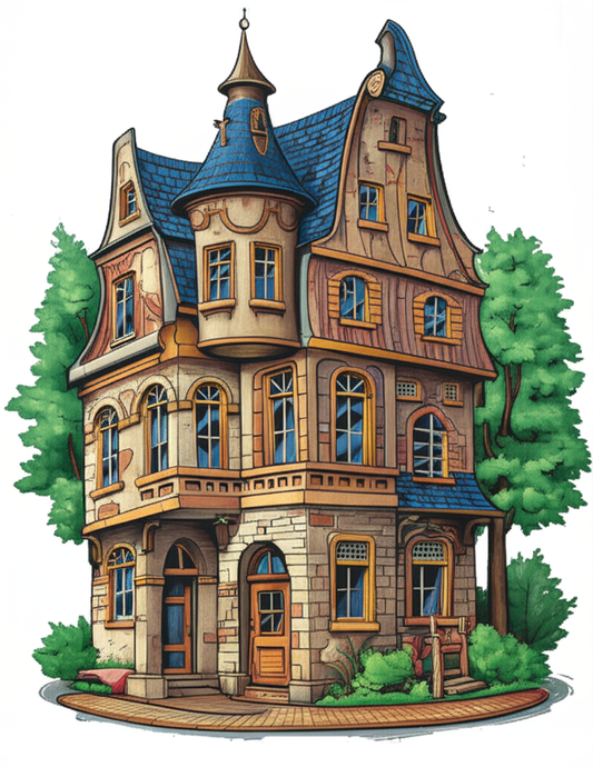 🏡 Lachhäuser aus Deutschland – Malbuch mit 50 lustigen deutschen Häusern für Kinder & Erwachsene 🎨🥨