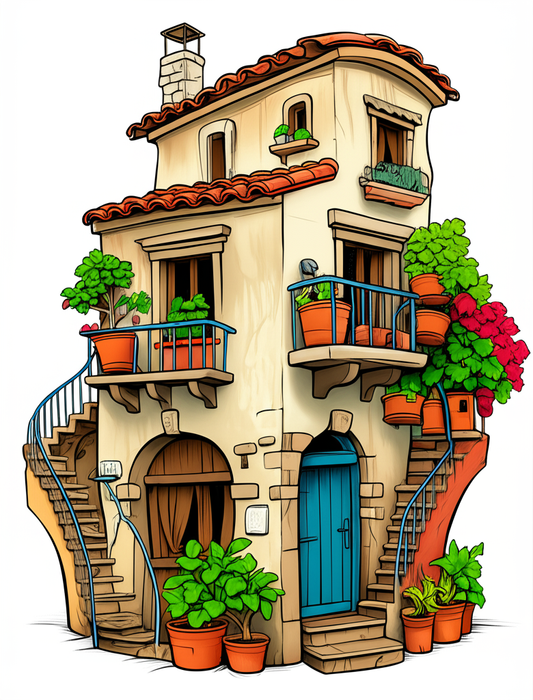 🏡 „Bella Casa! – Malbuch mit 50 witzigen Italien-Häusern für Kinder & Erwachsene“ 🎨🍕