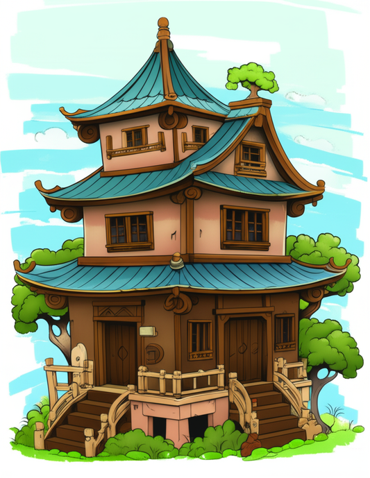 🎎🏯 „Kawaii & Kreativ – Malbuch mit 50 witzigen Japan-Häusern für Kinder & Erwachsene“ 🎨🍣