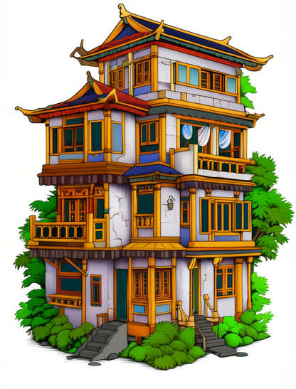 🏔️🏡 „Lachend durch den Himalaya – Ausmalbuch mit 50 witzigen Nepal-Häusern für Kinder & Erwachsene“ 🎨🕉️