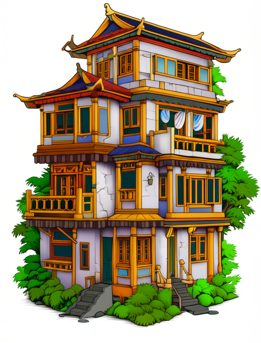 🏔️🏡 „Lachend durch den Himalaya – Ausmalbuch mit 50 witzigen Nepal-Häusern für Kinder & Erwachsene“ 🎨🕉️