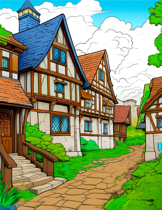 🏰🌲 „Mittelalter zum Ausmalen – 50 neue Dorfmotive aus längst vergangenen Zeiten (Vol. 2)“ 🎨🕯️